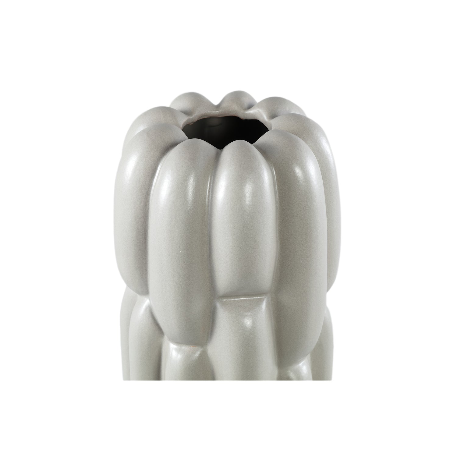 Seanis Grey Round Ceramic Vase Block Pattern S 14x14x51cm PTMD - Vaas - PTMD - livinglovely.nl