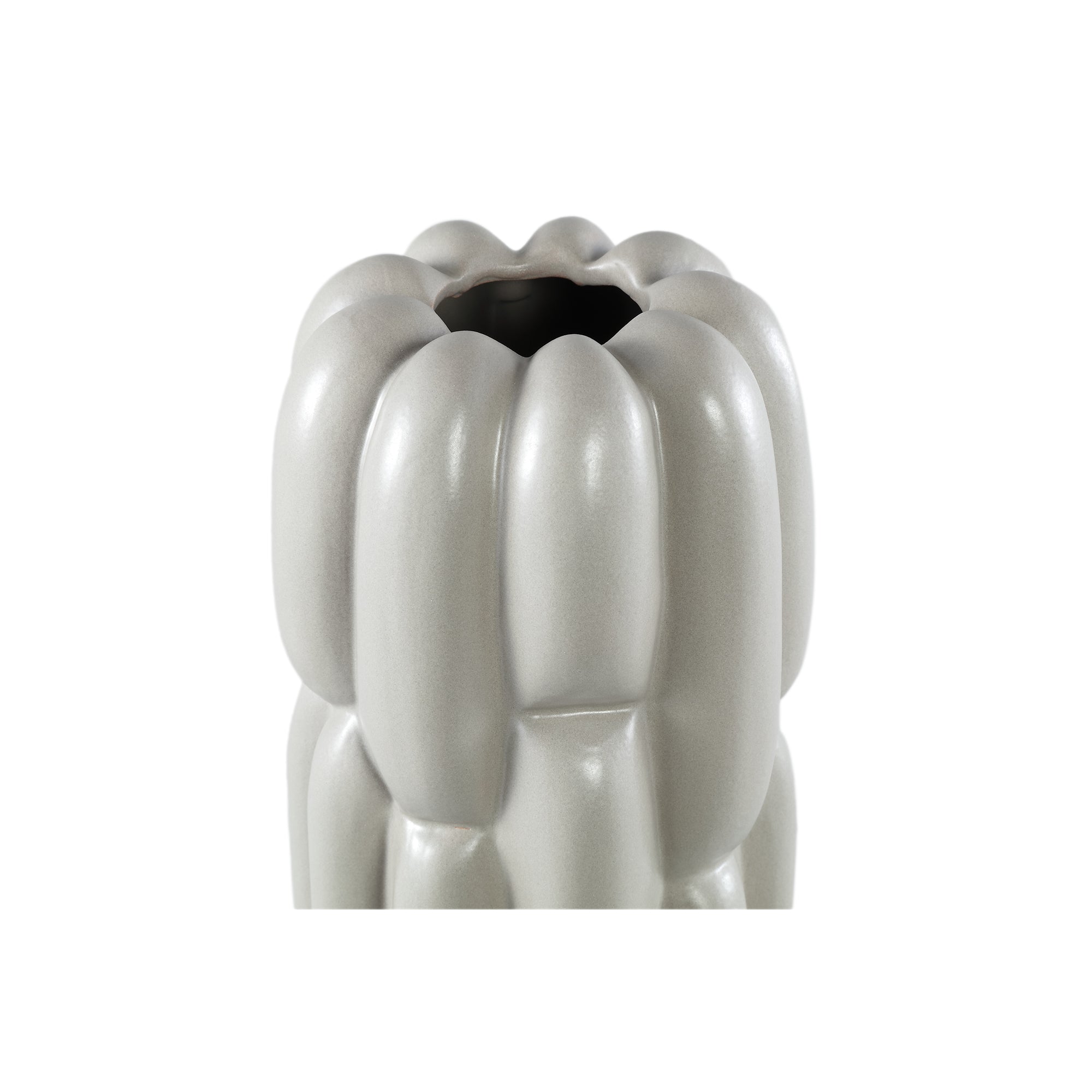 Seanis Grey Round Ceramic Vase Block Pattern S 14x14x51cm PTMD - Vaas - PTMD - livinglovely.nl