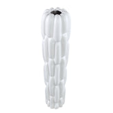 Seanis White Round Ceramic Vase Block Pattern L L17xB17xH71cm PTMD - Vaas - PTMD - livinglovely.nl