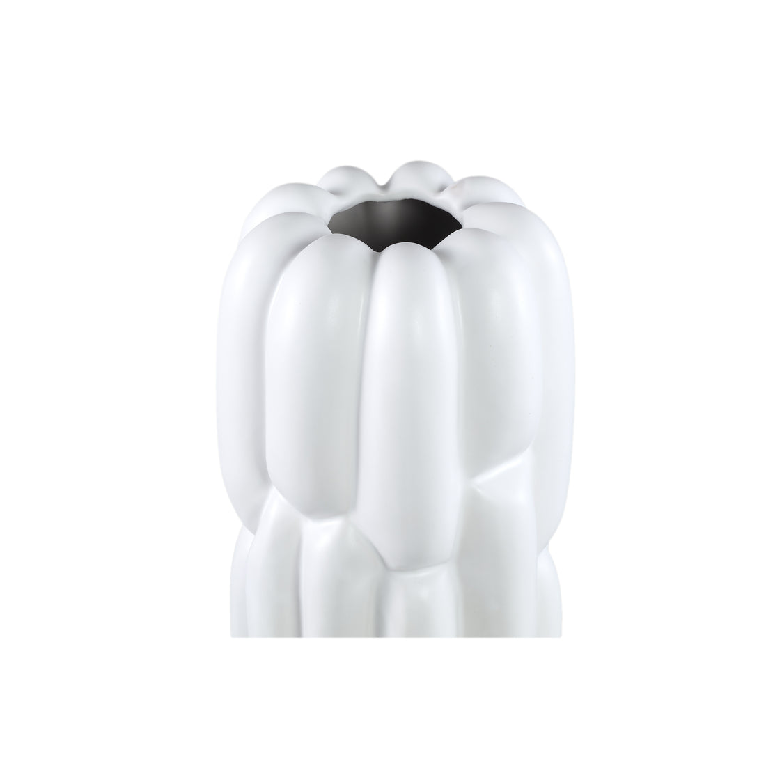 Seanis White Round Ceramic Vase Block Pattern L L17xB17xH71cm PTMD - Vaas - PTMD - livinglovely.nl