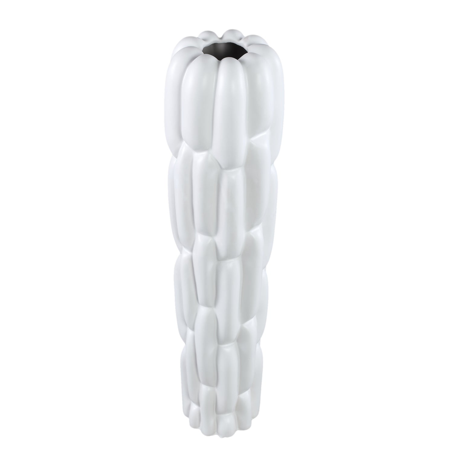 Seanis White Round Ceramic Vase Block Pattern S 14x14x41cm PTMD - Vaas - PTMD - livinglovely.nl