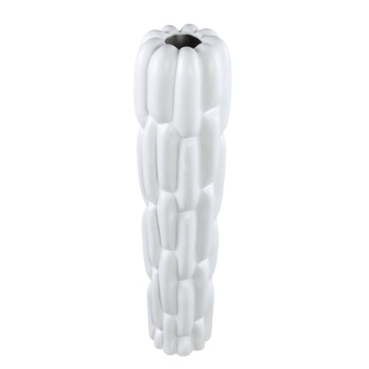 Seanis White Round Ceramic Vase Block Pattern S 14x14x41cm PTMD - Vaas - PTMD - livinglovely.nl