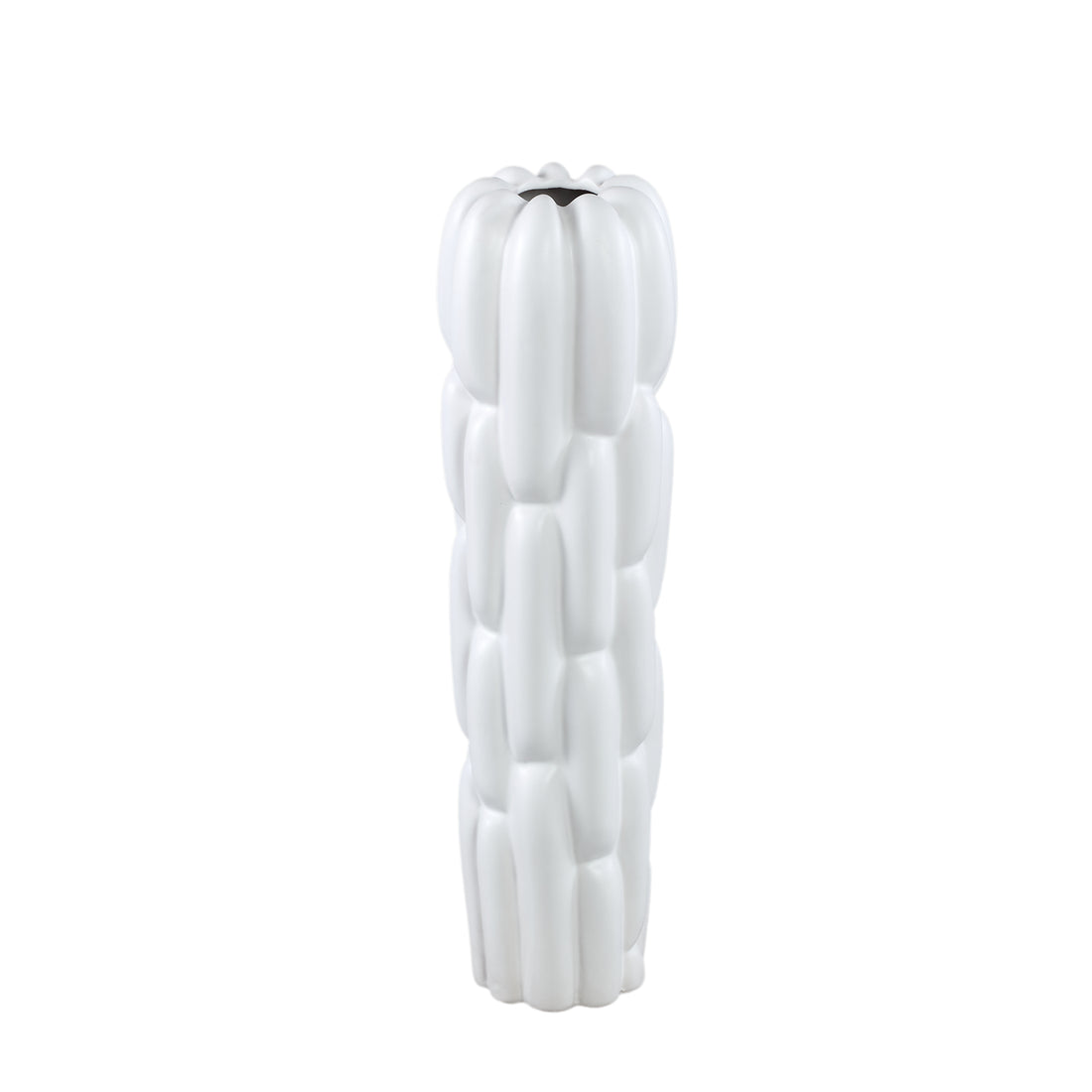 Seanis White Round Ceramic Vase Block Pattern S 14x14x41cm PTMD - Vaas - PTMD - livinglovely.nl