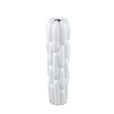 Seanis White Round Ceramic Vase Block Pattern S 14x14x41cm PTMD - Vaas - PTMD - livinglovely.nl
