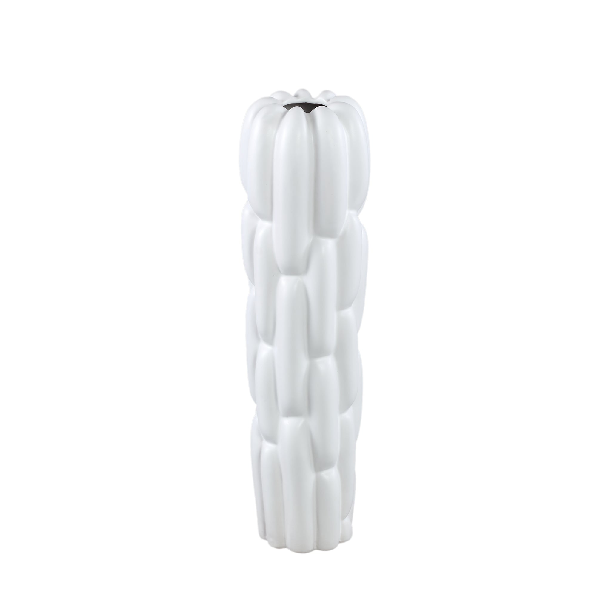 Seanis White Round Ceramic Vase Block Pattern S 14x14x41cm PTMD - Vaas - PTMD - livinglovely.nl