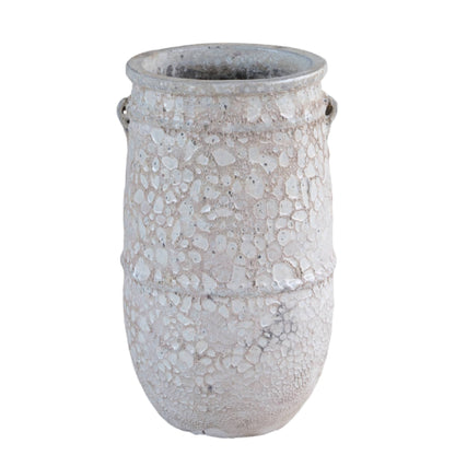 Serennah White Ceramic Jar Pot Rough Finish PTMD - Pot - PTMD - livinglovely.nl