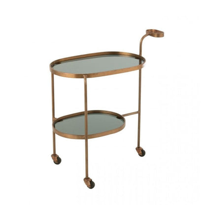 Serveerkar Ovaal 2niv Ijzer/Glas Zwart/Brons J-Line