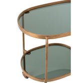 Serveerkar Ovaal 2niv Ijzer/Glas Zwart/Brons J-Line