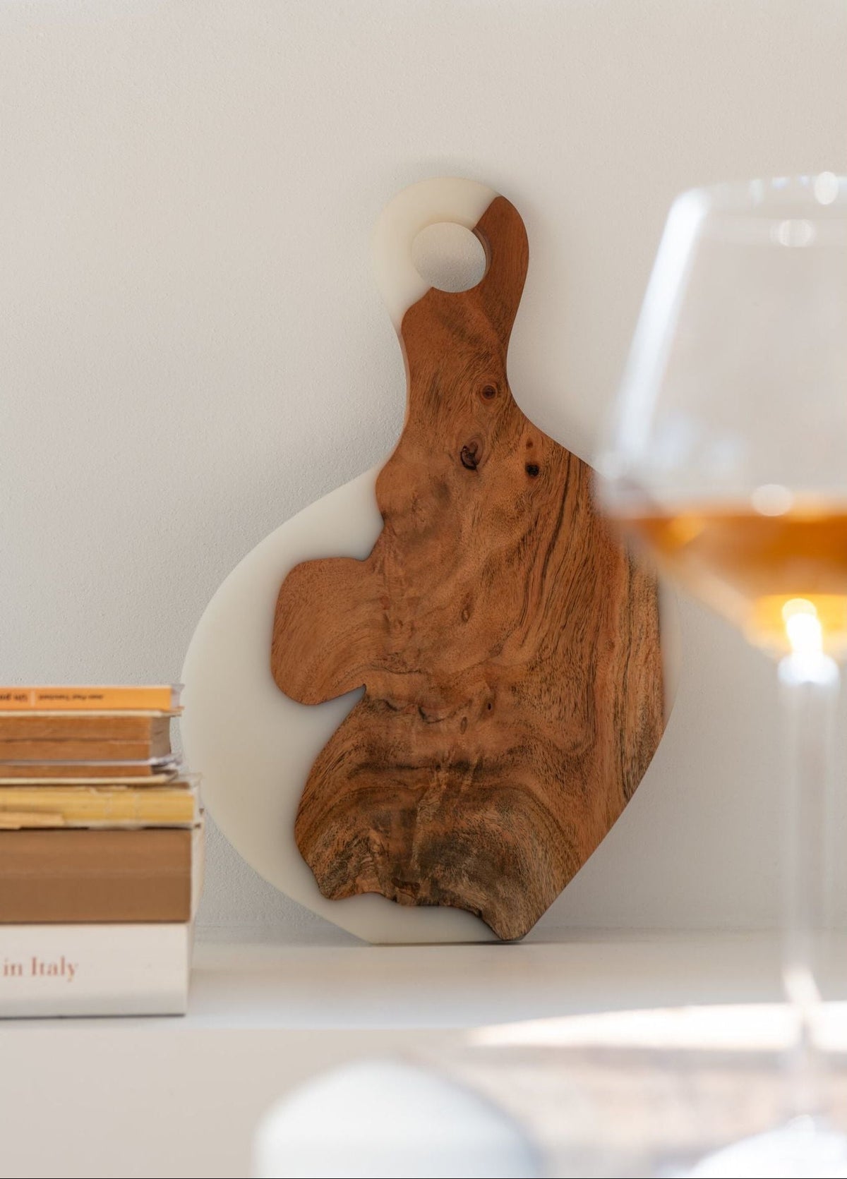 Serveerplank Modern Acacia Hout/Epoxyhars Naturel/Wit J-Line