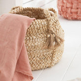 Set Of 2 Baskets Woven Tassels Jute Maize Light Natural , , J-Line , livinglovely.nl