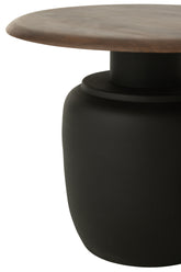 Set Of 2 Side Table Oval Iron Dark Brown - - J-Line - livinglovely.nl