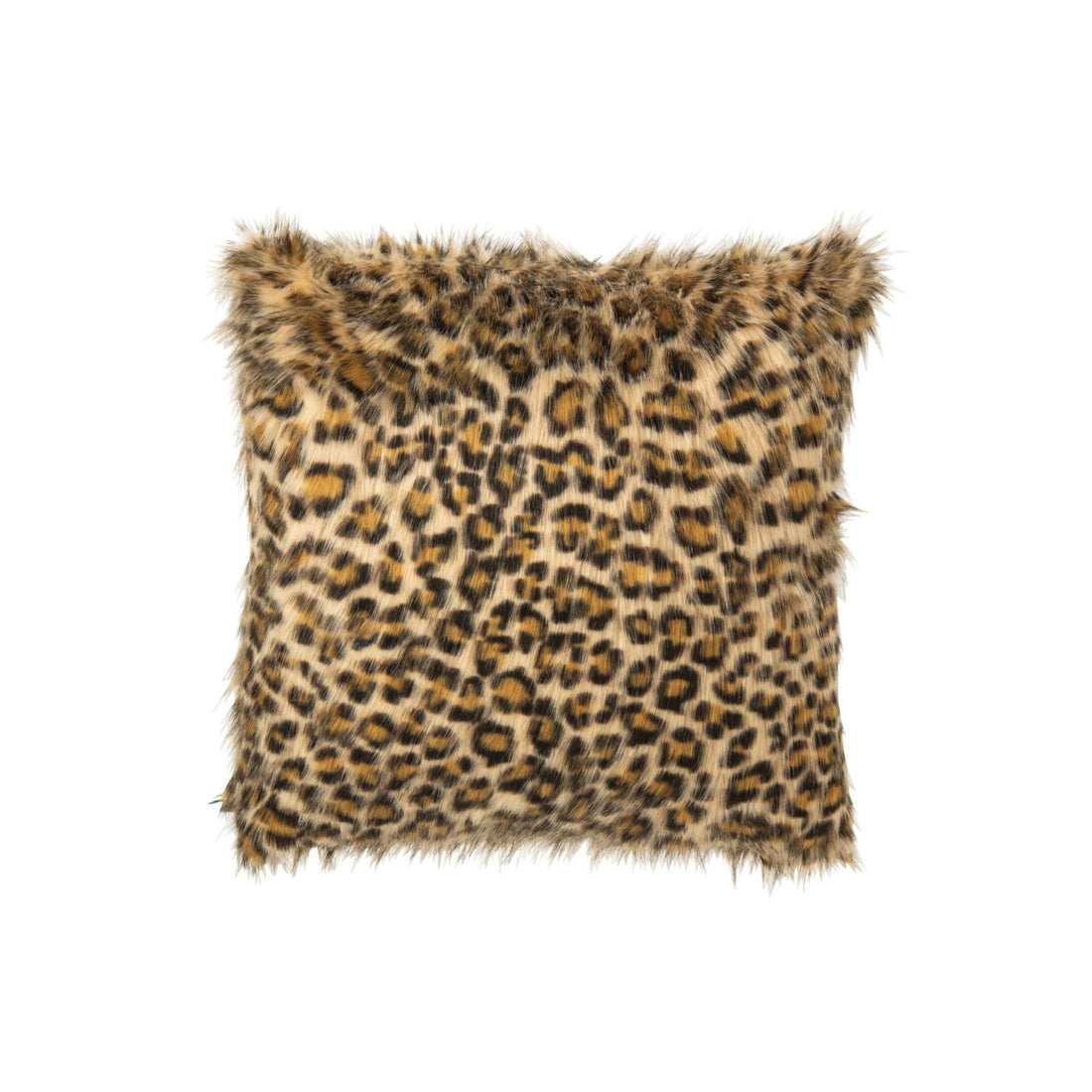 Kussen van J-Line met Leo panterprint, 45x45cm in roestbruine en beige tinten
