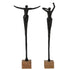 Set Van 2 Beelden Dame Op Sokkel van J-Line, twee vrouwenfiguren in pose in naturel en zwart