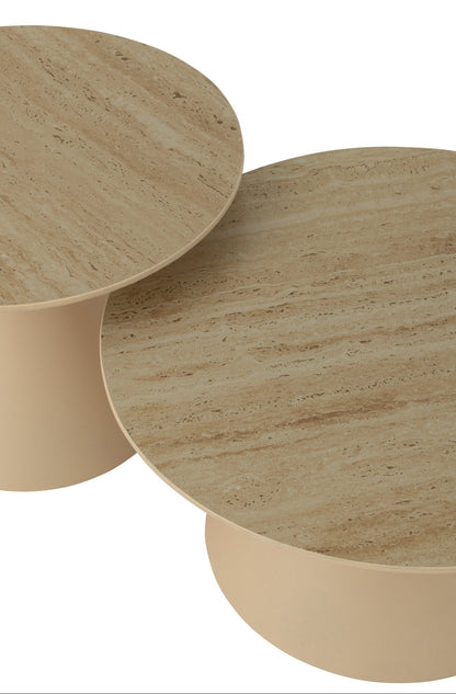 Set van 2 Bijzettafels Kegel IJzer Ecru/Beige J-Line