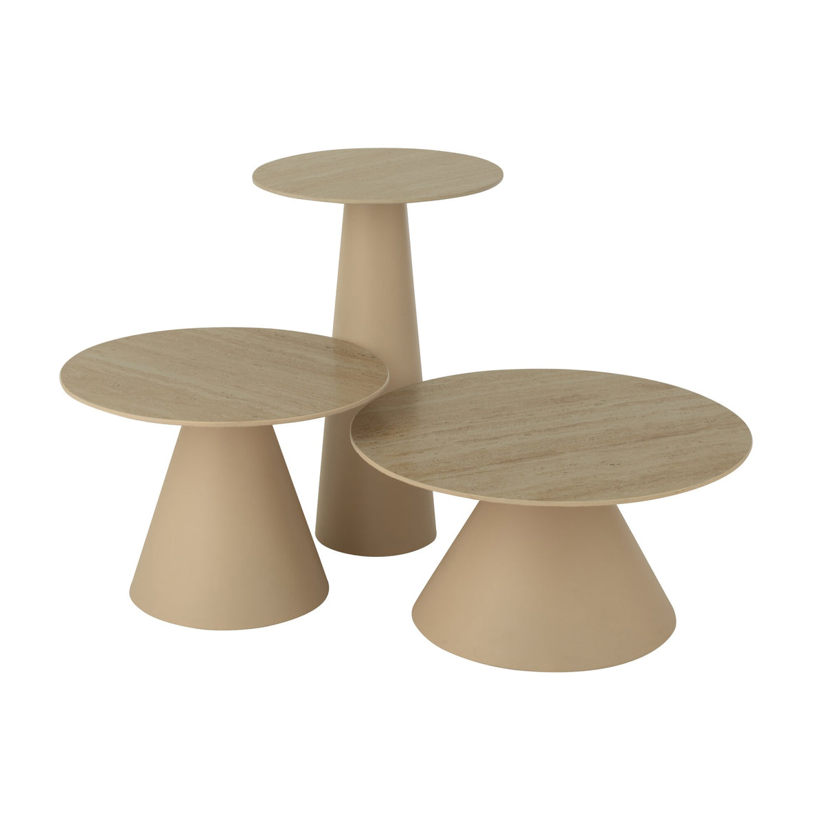 Set van 2 Bijzettafels Kegel IJzer Ecru/Beige J-Line