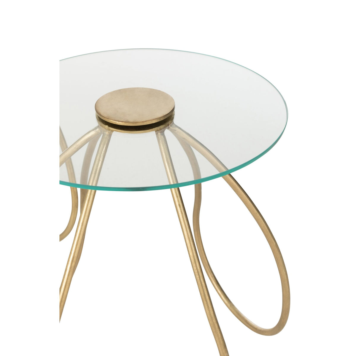 Set van 2 Bijzettafels Rond Metaal/Glas Goud J-Line