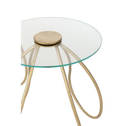 Set van 2 Bijzettafels Rond Metaal/Glas Goud J-Line