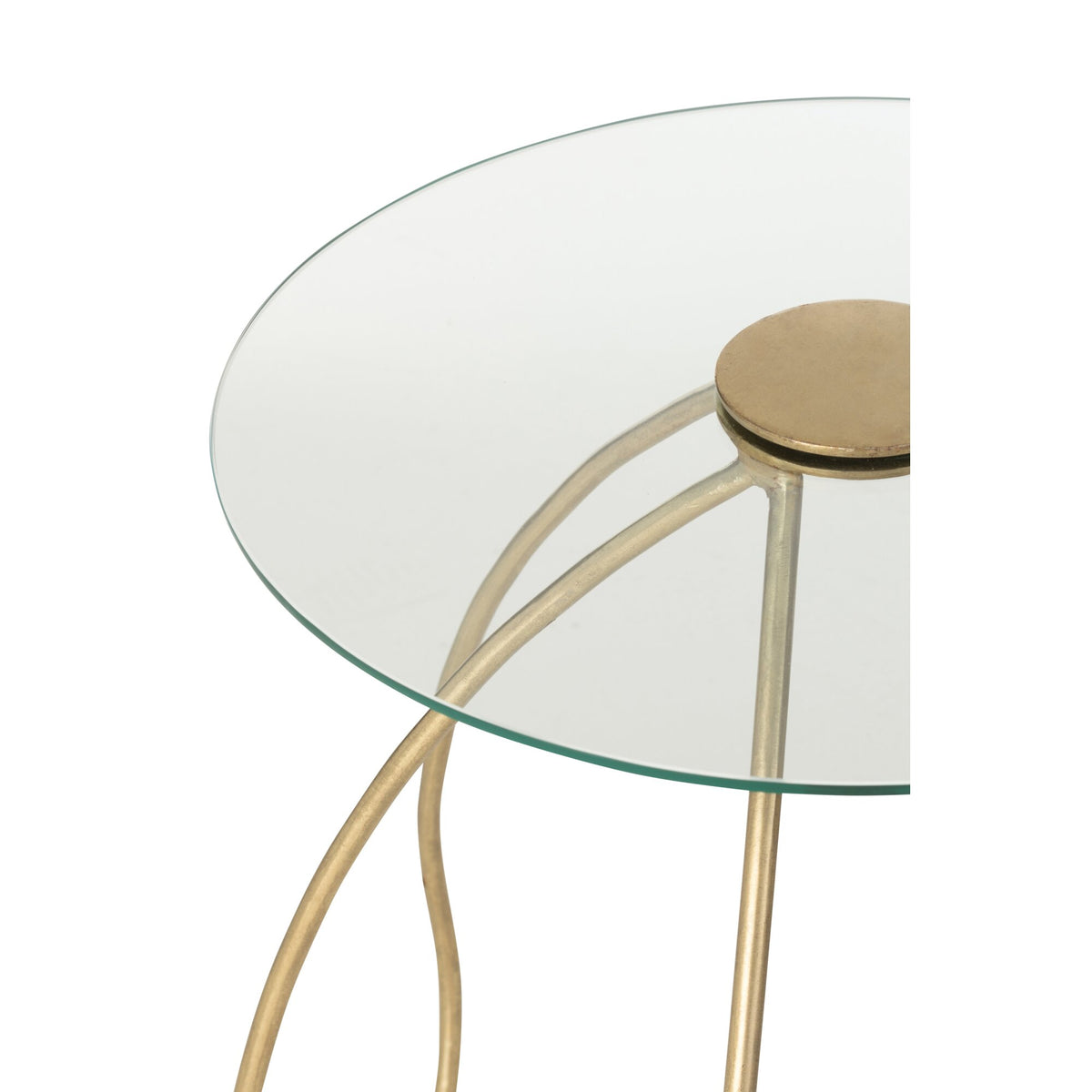 Set van 2 Bijzettafels Rond Metaal/Glas Goud J-Line