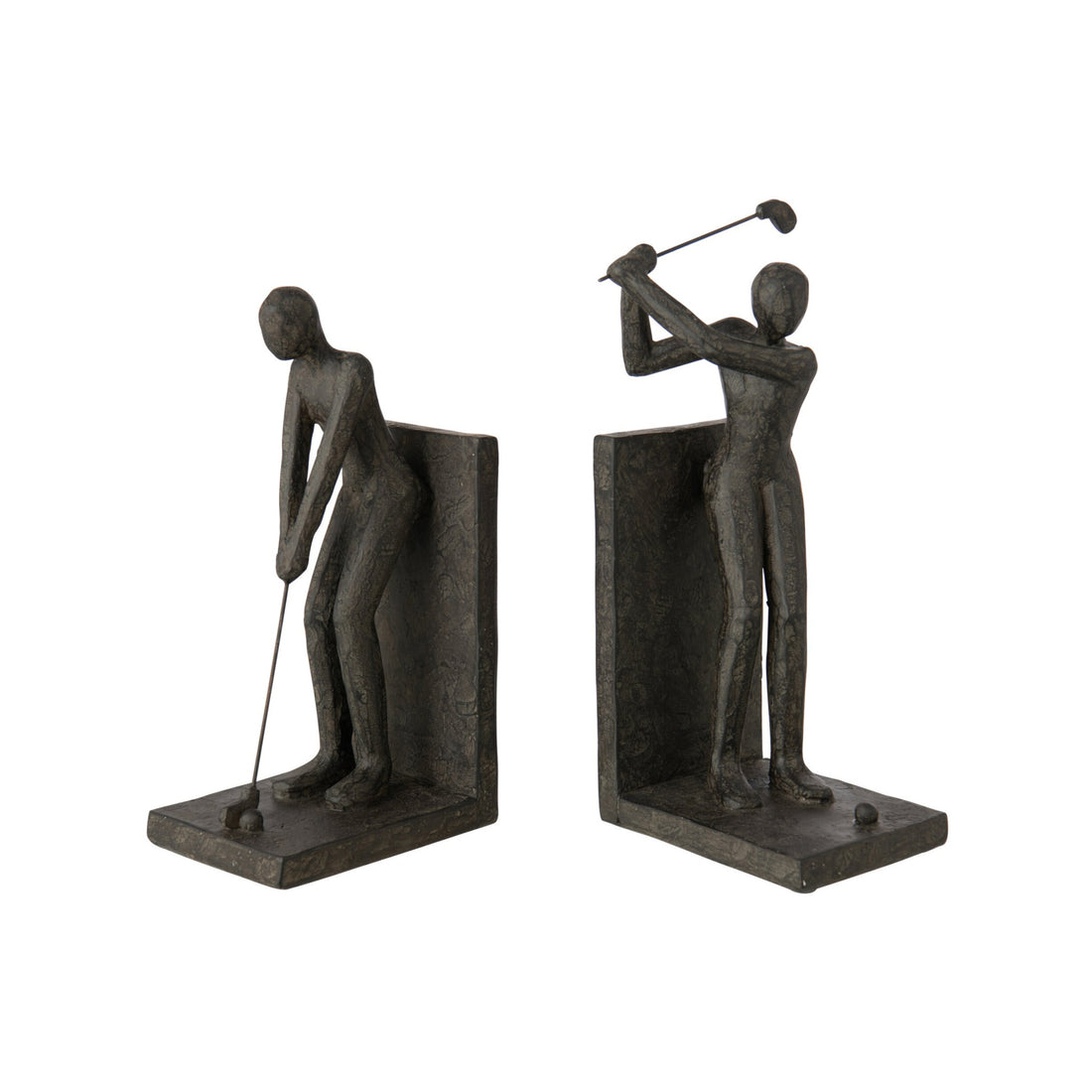 Set Van 2 Boekensteun Golfer Hars Zwart J-Line