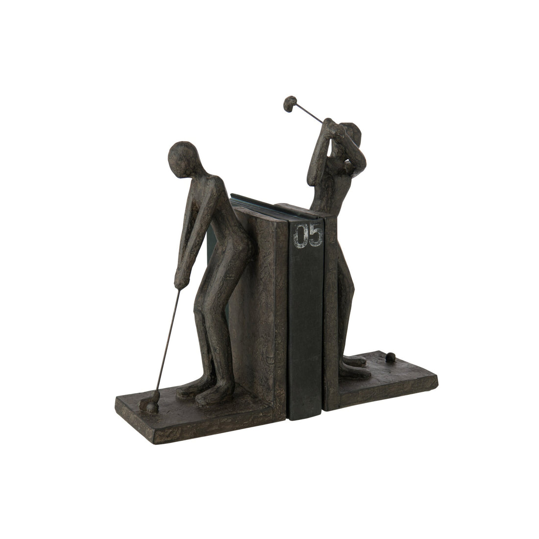 Set Van 2 Boekensteun Golfer Hars Zwart J-Line
