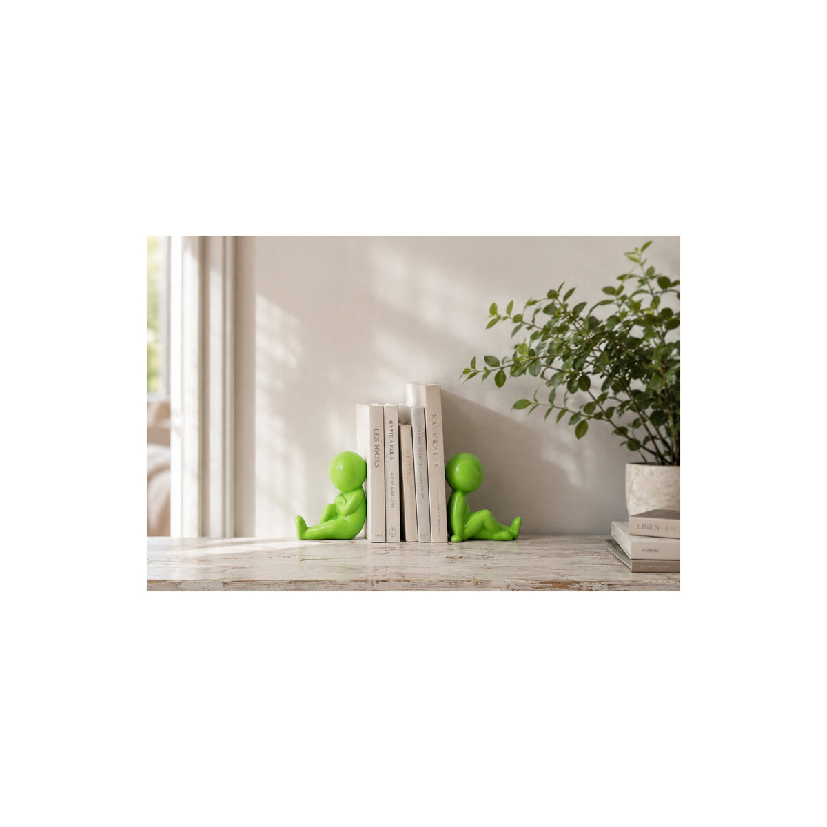 Set Van 2 Boekensteun Marcel Steengoed Groen J-Line