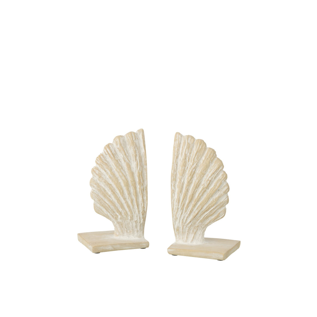 Set Van 2 Boekensteun Zeeschelp Polyresin Wit/Naturel J-Line