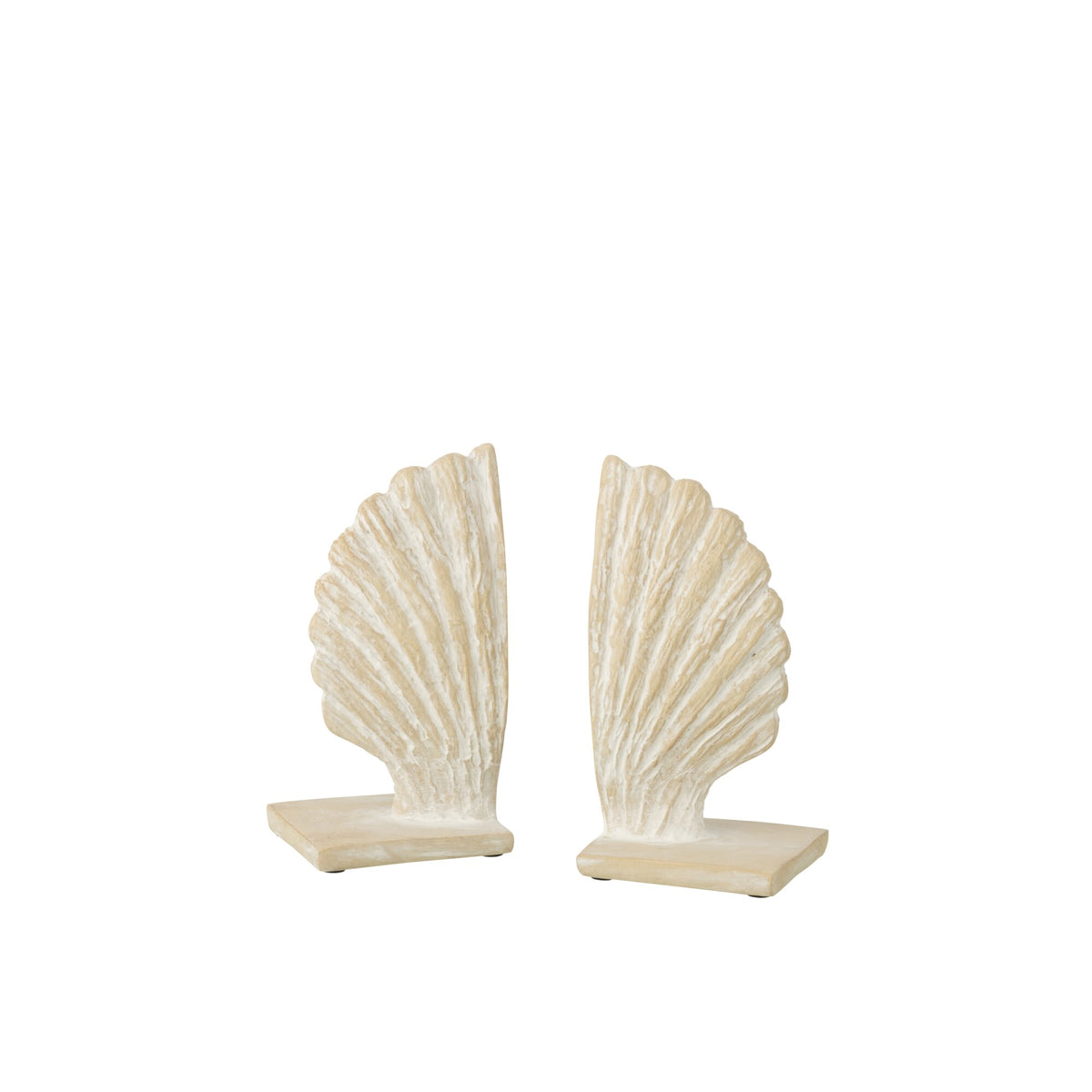 Set Van 2 Boekensteun Zeeschelp Polyresin Wit/Naturel J-Line