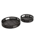 Set van 2 dienbladen Algarve van MUST Living, ronde zwarte bamboe bladen met opstaande rand