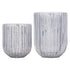 Set Van 2 Evin Windlichten Glas Grijs van PTMD, de complete set met beide windlichten naast elkaar op witte achtergrond