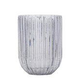 Groot Evin windlicht van PTMD in grijs geribbeld glas met craquelé effect, 20cm hoog