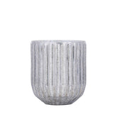 Klein grijs glazen windlicht Evin van PTMD met ombré afwerking, 15cm hoog