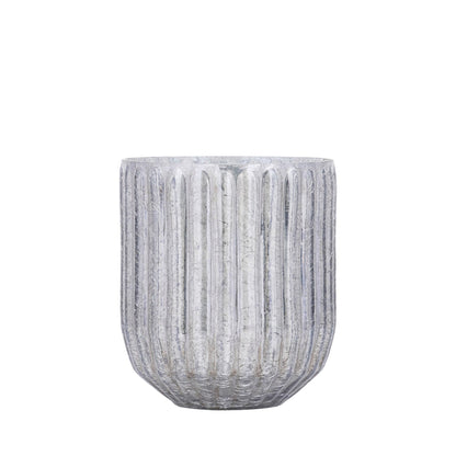 Klein grijs glazen windlicht Evin van PTMD met ombré afwerking, 15cm hoog