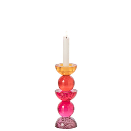 Kleine oranje roze kandelaar uit de set van J-Line, Ø8cm x H21cm