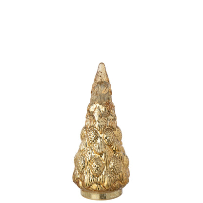 Kerstboom Glas Goud Small van J-Line, onderdeel van de Set Van 2 Kerstbomen Glas Goud, op witte achtergrond