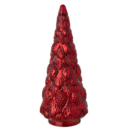 Kerstboom Glas Rood Large van J-Line, onderdeel van de Set Van 2 Kerstbomen Glas Rood, op witte achtergrond
