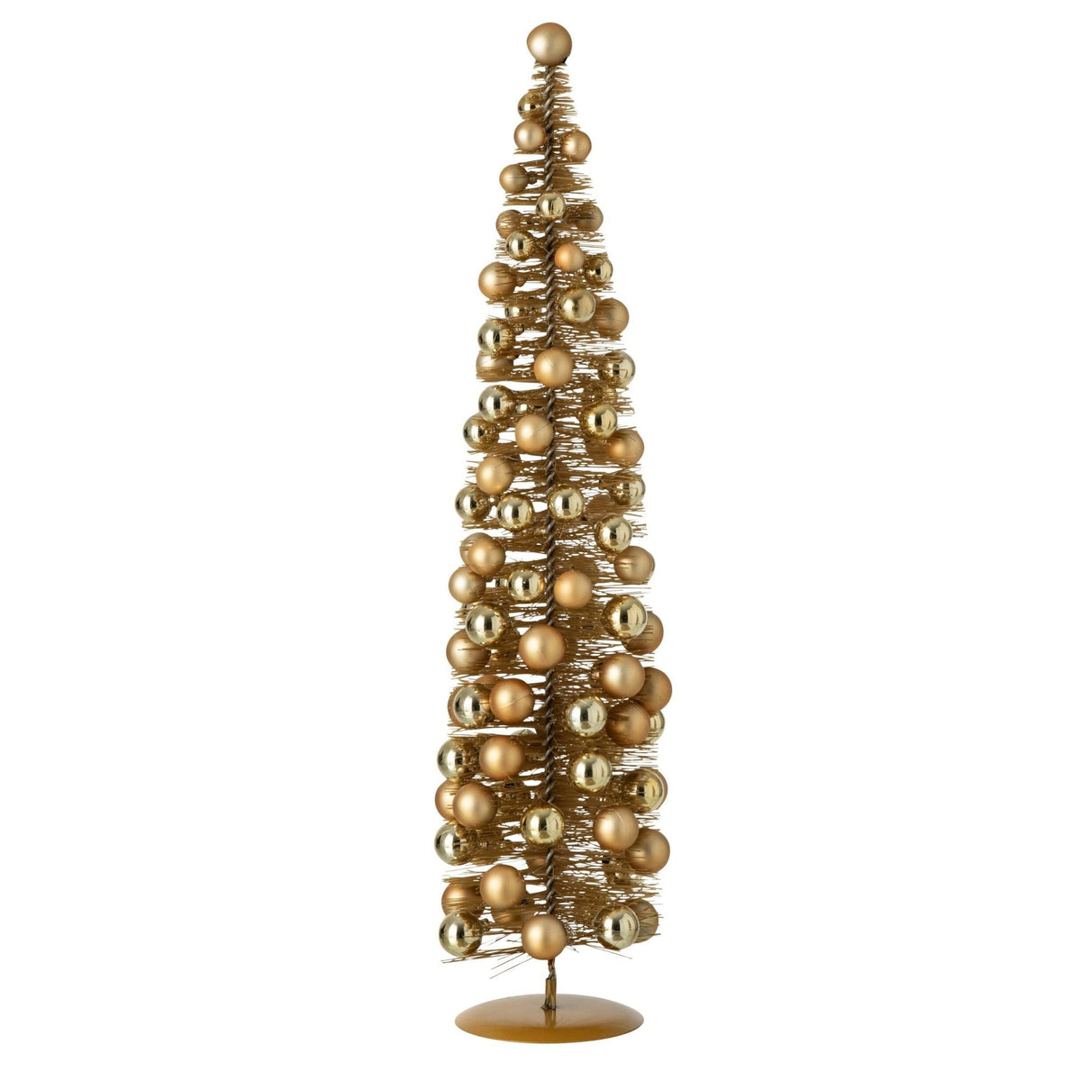Kerstboom Kerstballen Kunststof Goud Large van J-Line, onderdeel van de Set Van 2 Kerstbomen Kerstballen Kunststof Goud, op witte achtergrond
