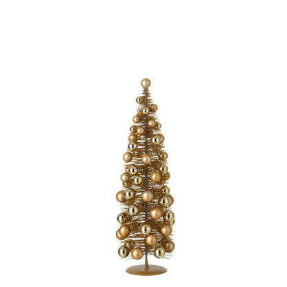 Kerstboom Kerstballen Kunststof Goud Small van J-Line, onderdeel van de Set Van 2 Kerstbomen Kerstballen Kunststof Goud, op witte achtergrond