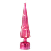 Kerstboom Led Craquelé Glas Donkerroze Large van J-Line, onderdeel van de Set Van 2 Kerstbomen Led Craquelé Glas Donkerroze, op witte achtergrond