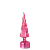 Kerstboom Led Craquelé Glas Donkerroze Small van J-Line, onderdeel van de Set Van 2 Kerstbomen Led Craquelé Glas Donkerroze, op witte achtergrond