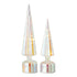 Set Van 2 Kerstbomen Led Craquelé Glas Meerkleurig van J-Line, de complete set met beide kerstbomen naast elkaar op witte achtergrond