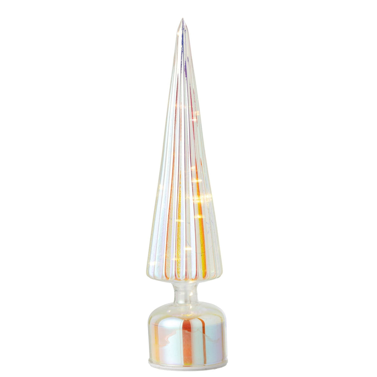 Kerstboom Led Craquelé Glas Meerkleurig Large van J-Line, onderdeel van de Set Van 2 Kerstbomen Led Craquelé Glas Meerkleurig, op witte achtergrond
