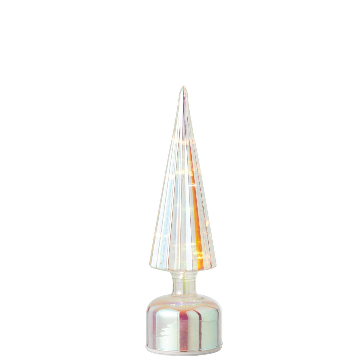 Kerstboom Led Craquelé Glas Meerkleurig Small van J-Line, onderdeel van de Set Van 2 Kerstbomen Led Craquelé Glas Meerkleurig, op witte achtergrond