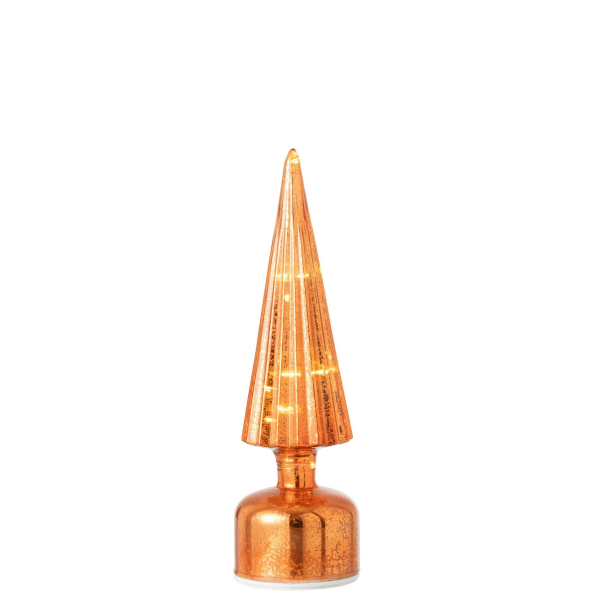 Kerstboom Led Craquelé Glas Oranje Small van J-Line, onderdeel van de Set Van 2 Kerstbomen Led Craquelé Glas Oranje, op witte achtergrond