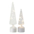 Set Van 2 Kerstbomen Led Glas Transparant van J-Line, de complete set met beide kerstbomen naast elkaar op witte achtergrond