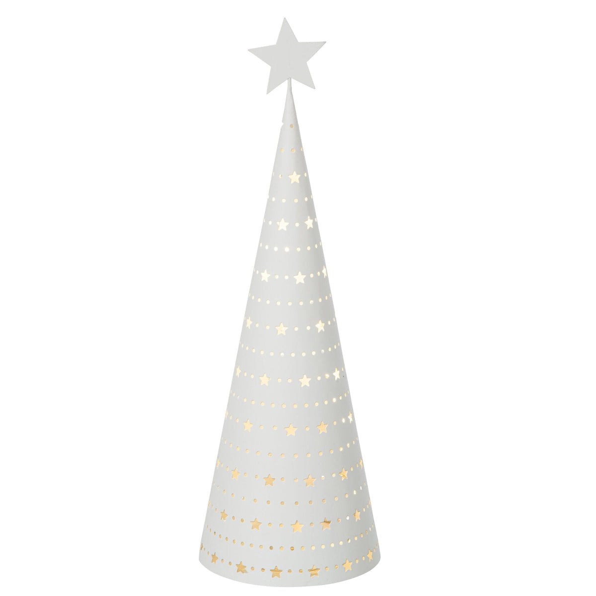 Wit opengewerkt kerstboompje van J-Line van 38 cm met ster op de top