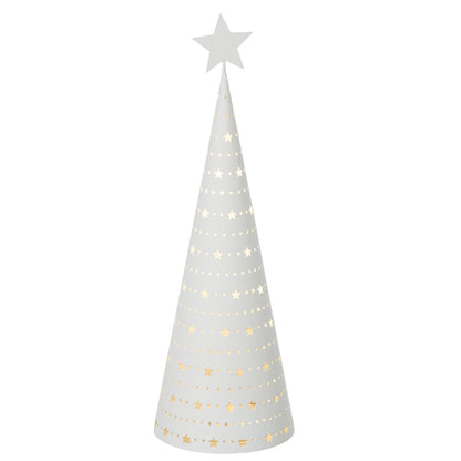 Wit opengewerkt kerstboompje van J-Line van 38 cm met ster op de top
