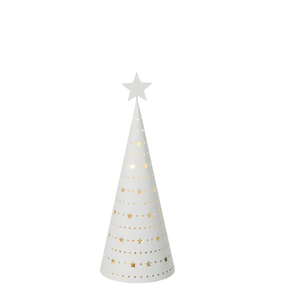 Wit opengewerkt kerstboompje van J-Line van 29,5 cm met ster op de top