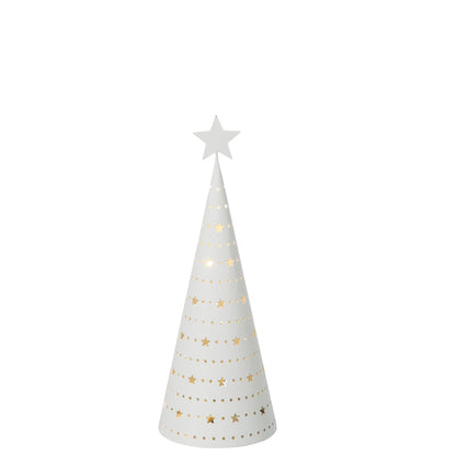Wit opengewerkt kerstboompje van J-Line van 29,5 cm met ster op de top