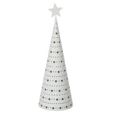 Opengewerkt wit kerstboompje van J-Line van dichtbij met zichtbare ledlampjes