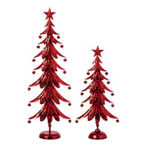 Set Van 2 Kerstbomen Met Ster Rood van J-Line, beide bomen naast elkaar op witte achtergrond